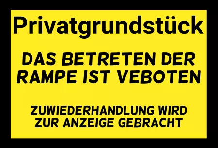 Warnschild Zutritt verboten Warnung - Zutritt verboten Betreten der Rampe verboten Bild